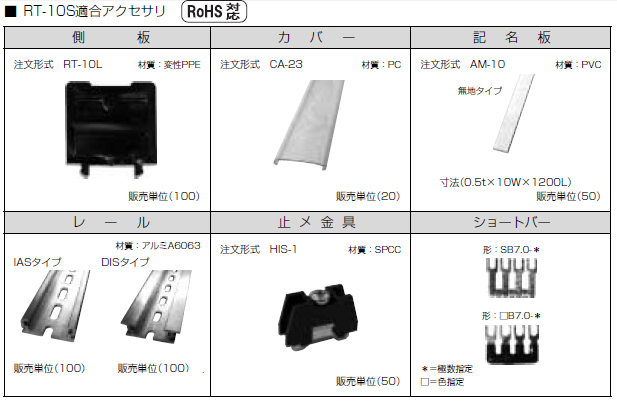 セルフアップ式端子台　RT-10シリーズ　アクセサリ