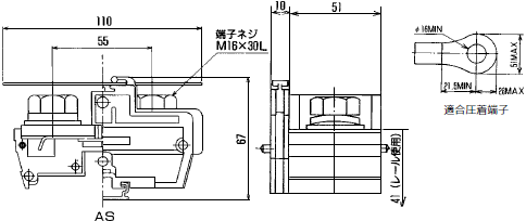 ネジアップ式端子台　AT-500シリーズ　寸法図