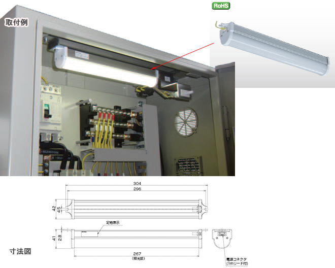 ユニットタイプ盤用LED照明　CLED-1004　取付例