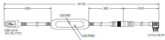 USB-シリアル変換ケーブル E58-CIFQ2 外形寸法