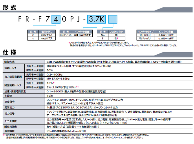 【SALE／95%OFF】 電材ONLINE三菱電機 FR-F720PJ-3.7KF 簡単小形インバータ FREQROL-F700PJシリーズ