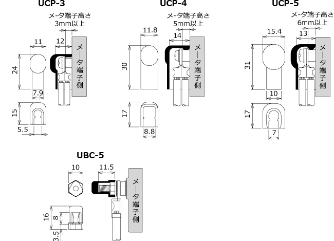 メータ端子カバー・スタットボルトカバー UCP、UBCシリーズ[仕様]｜もの造りサポーティングサイト FA Ubon （エフエー ユーボン）