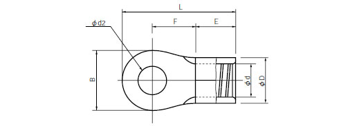 銅線用 R形裸圧着端子（丸形）R22、R38、R60、R80、R100、R150[仕様
