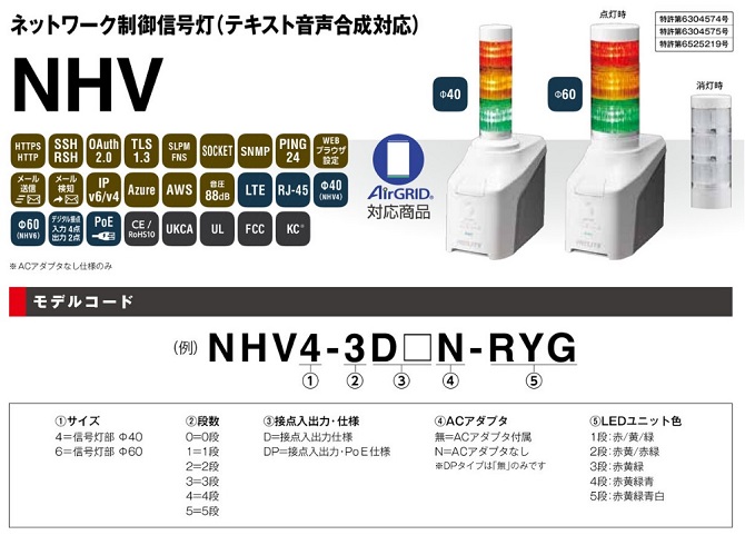 ネットワーク制御信号灯（テキスト音声合成対応）NHV