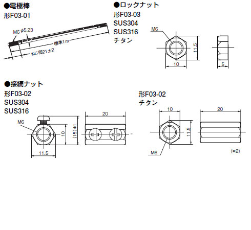 F03-01電極棒　寸法図