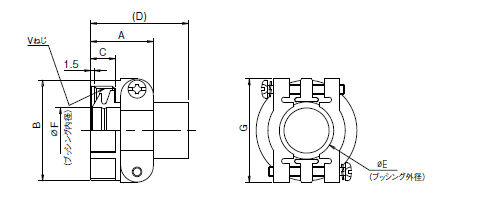 防水ケーブルクランプ　CE3057-□□A　寸法図